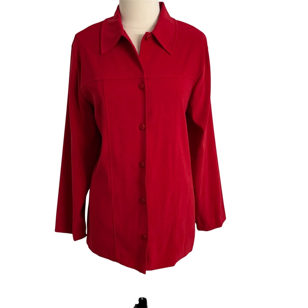 Sag Harbor Women's Long Sleeve Collared Button-Up Shirt Jacket